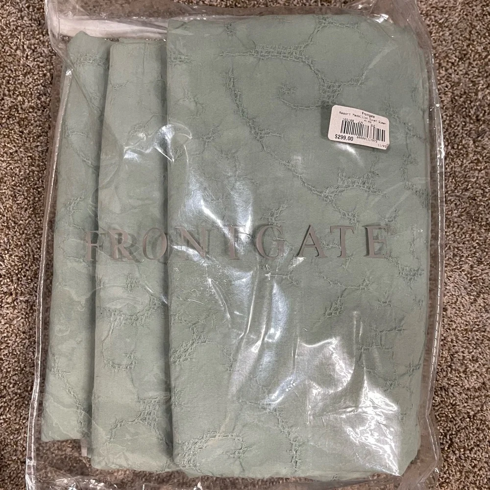 Frontgate Resort Medallion Queen Size Duvet Cover Juniper Cotton 165188